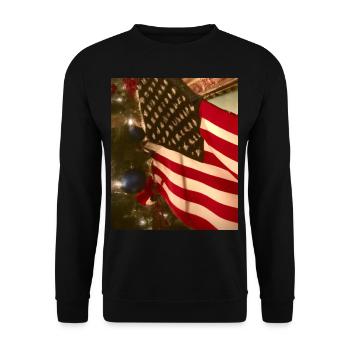 American Christmas Christmas Tree with US - Unisex Sweatshirt - black - Front - Alina (178cm) & Michal (187cm)