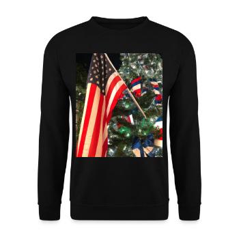American Christmas Christmas Tree with US - Unisex Sweatshirt - black - Front - Alina (178cm) & Michal (187cm)