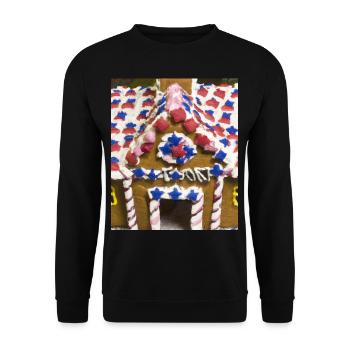 American Christmas Gingerbread House with US - Unisex Sweatshirt - black - Front - Alina (178cm) & Michal (187cm)