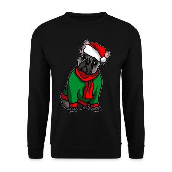 Bulldog avec chapeau de Noël costume de Noël - Sweat-shirt Unisexe - noir - Devant - Alina (178cm) & Michal (187cm)
