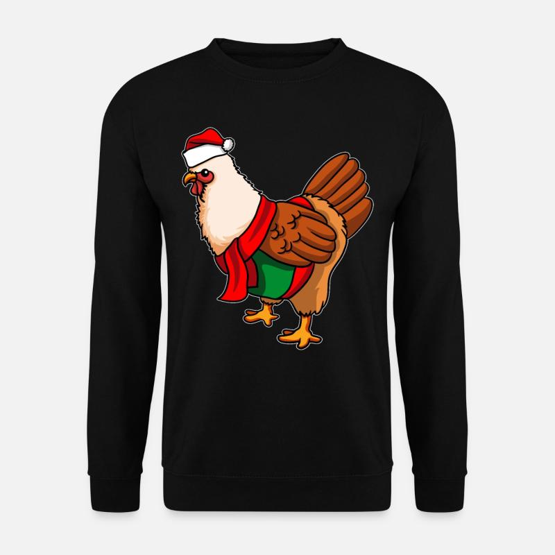 Chicken with Christmas Sweater - Unisex Sweatshirt - black