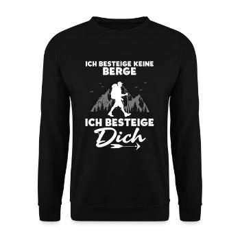 Ich Besteige Keine Berge Ich Besteige Dich - Unisex Pullover - Schwarz - Vorne - Alina (178cm) & Michal (187cm)