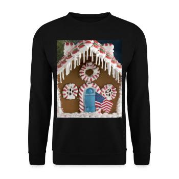 American Christmas Gingerbread House with US - Unisex Sweatshirt - black - Front - Alina (178cm) & Michal (187cm)