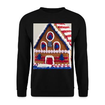 American Christmas Gingerbread House with US - Unisex Sweatshirt - black - Front - Alina (178cm) & Michal (187cm)