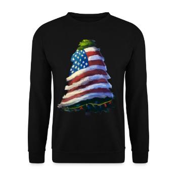 Arbre de Noël américain avec US - Sweat-shirt Unisexe - noir - Devant - Alina (178cm) & Michal (187cm)