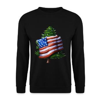 American Christmas Christmas Tree with US - Unisex Sweatshirt - black - Front - Alina (178cm) & Michal (187cm)