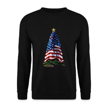 American Christmas Christmas Tree with US - Unisex Sweatshirt - black - Front - Alina (178cm) & Michal (187cm)