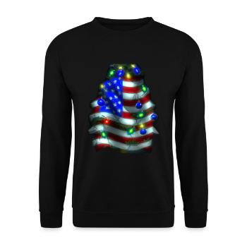 American Christmas Christmas Tree with US - Unisex Sweatshirt - black - Front - Alina (178cm) & Michal (187cm)