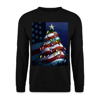 American Christmas Christmas Tree with US - Unisex Sweatshirt - black - Front - Alina (178cm) & Michal (187cm)