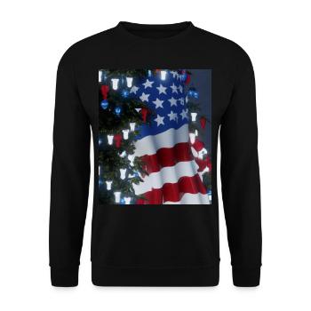American Christmas Christmas Tree with US - Unisex Sweatshirt - black - Front - Alina (178cm) & Michal (187cm)