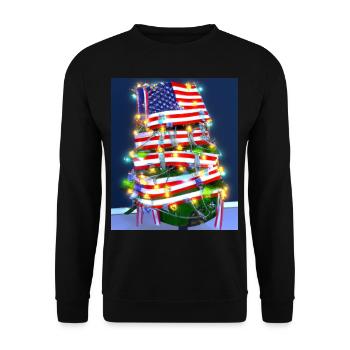 American Christmas Christmas Tree with US - Unisex Sweatshirt - black - Front - Alina (178cm) & Michal (187cm)