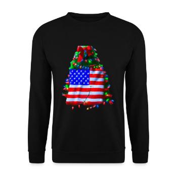 American Christmas Christmas Tree with US - Unisex Sweatshirt - black - Front - Alina (178cm) & Michal (187cm)