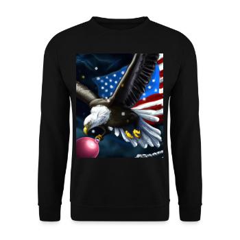 American Christmas White-tailed Eagle with US Flag - Unisex Sweatshirt - black - Front - Alina (178cm) & Michal (187cm)