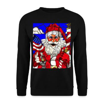 Amerikanisches Weihnachten Weihnachtsmann - Unisex Pullover - Schwarz - Vorne - Alina (178cm) & Michal (187cm)