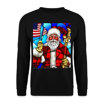 Amerikanisches Weihnachten Weihnachtsmann - Unisex Pullover - Schwarz - Vorne - Alina (178cm) & Michal (187cm)