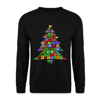 Weihnachten Weihnachtsbaum Aus Geschenken - Unisex Pullover - Schwarz - Vorne - Alina (178cm) & Michal (187cm)
