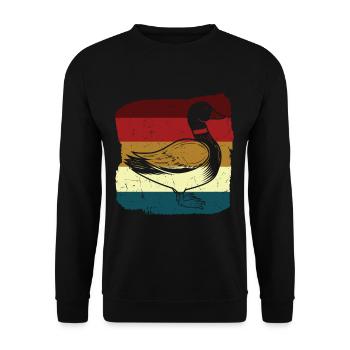 Vintage Duck Distressed Duck Hunter - Unisex Sweatshirt - black - Front - Alina (178cm) & Michal (187cm)