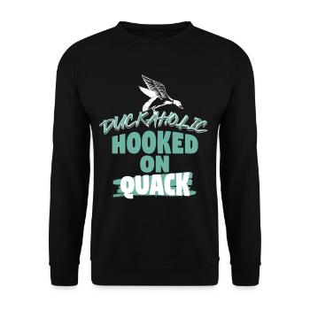 Duckaholic Hooked On Quack - Unisex Sweatshirt - black - Front - Alina (178cm) & Michal (187cm)