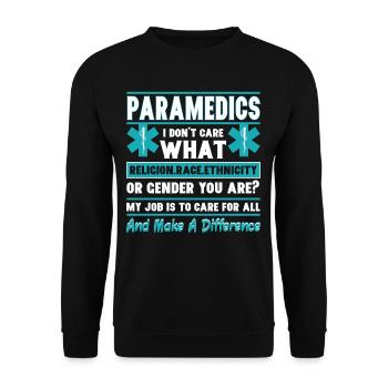 Paramedics I Care For All Religion Race Gender - Unisex Sweatshirt - black - Front - Alina (178cm) & Michal (187cm)