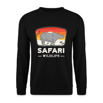Safari Wilderness Rhinoceros Retro Rhino Animal Love - Unisex Sweatshirt - black - Front - Alina (178cm) & Michal (187cm)