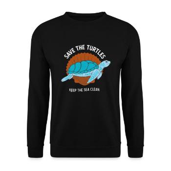 Sauver l’écologie des tortues marines - Sweat-shirt Unisexe - noir - Devant - Alina (178cm) & Michal (187cm)