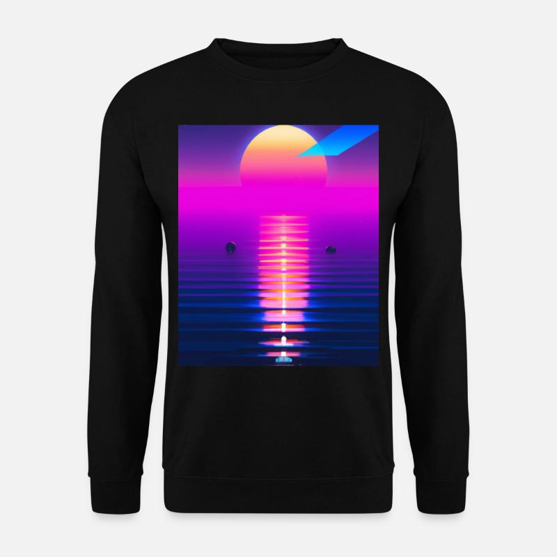 Vaporwave Sun Synthwave Sunset - Unisex Sweatshirt - black