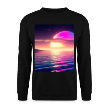 Vaporwave Sun Synthwave Sunset - Unisex Sweatshirt - black - Front - Alina (178cm) & Michal (187cm)
