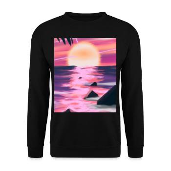 Vaporwave Sun Synthwave Sunset - Unisex Sweatshirt - black - Front - Alina (178cm) & Michal (187cm)