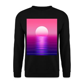 Vaporwave Sun Synthwave Sunset - Unisex Sweatshirt - black - Front - Alina (178cm) & Michal (187cm)