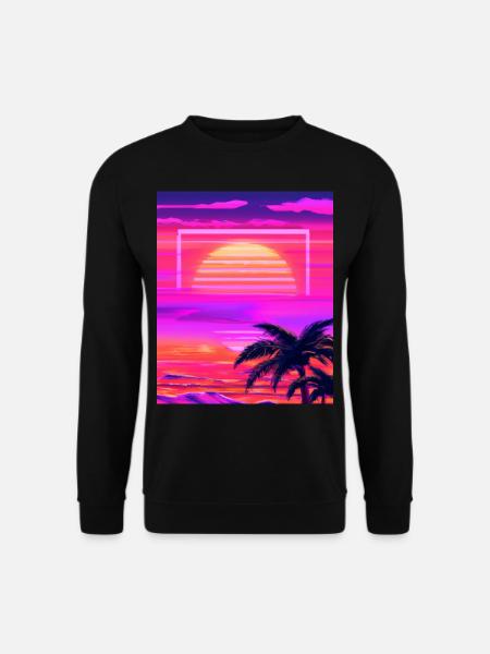 Vaporwave Sun Synthwave Sunset Palmen - Unisex Pullover - Schwarz