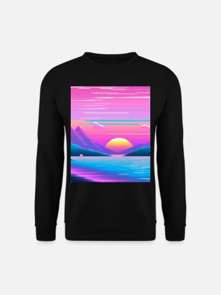 Vaporwave Sun Synthwave Sunset - Unisex Sweatshirt - black