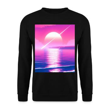 Vaporwave Sun Synthwave Sunset - Unisex Sweatshirt - black - Front - Alina (178cm) & Michal (187cm)