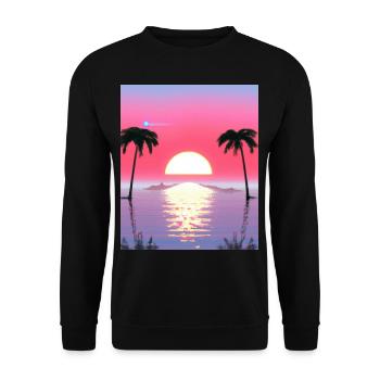 Vaporwave Sun Synthwave Sunset Palms - Unisex Sweatshirt - black - Front - Alina (178cm) & Michal (187cm)