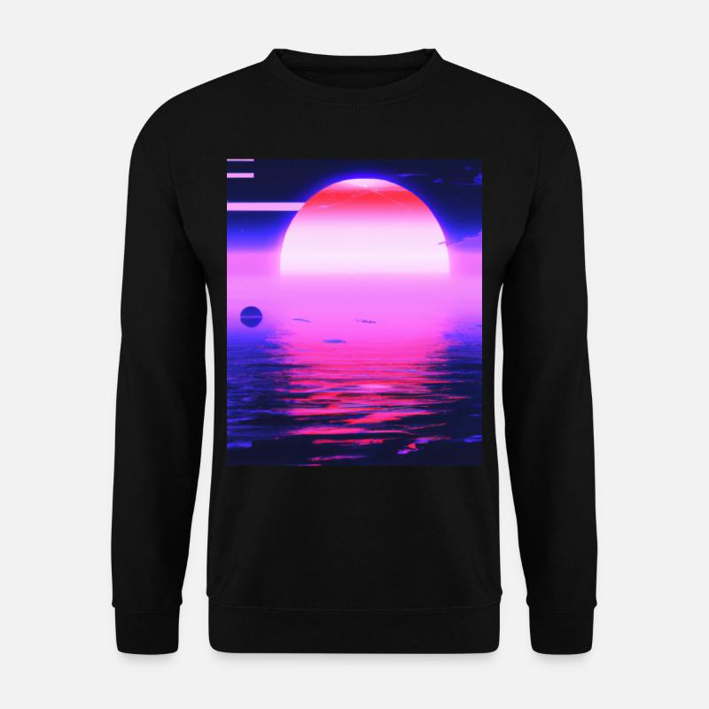 Vaporwave Sun Synthwave Sunset - Unisex Sweatshirt - black