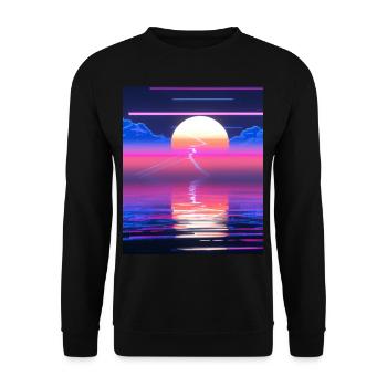 Vaporwave Sun Synthwave Sunset - Unisex Sweatshirt - black - Front - Alina (178cm) & Michal (187cm)
