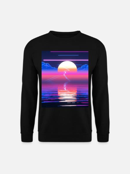Vaporwave Sun Synthwave Sunset - Unisex Sweatshirt - black