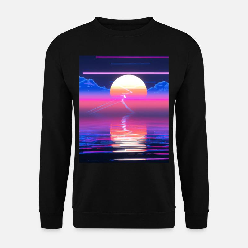 Vaporwave Sun Synthwave Sunset - Unisex Sweatshirt - black