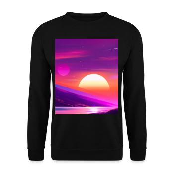 Vaporwave Sun Synthwave Sunset - Unisex Sweatshirt - black - Front - Alina (178cm) & Michal (187cm)