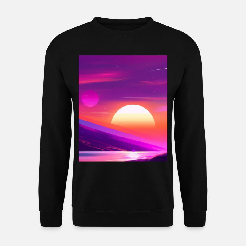 Vaporwave Sun Synthwave Sunset - Unisex Sweatshirt - black