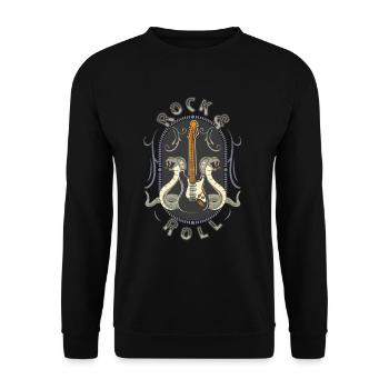 Rock & Roll E-Gitarre Schlangen Rocker Musiker - Unisex Pullover - Schwarz - Vorne - Alina (178cm) & Michal (187cm)
