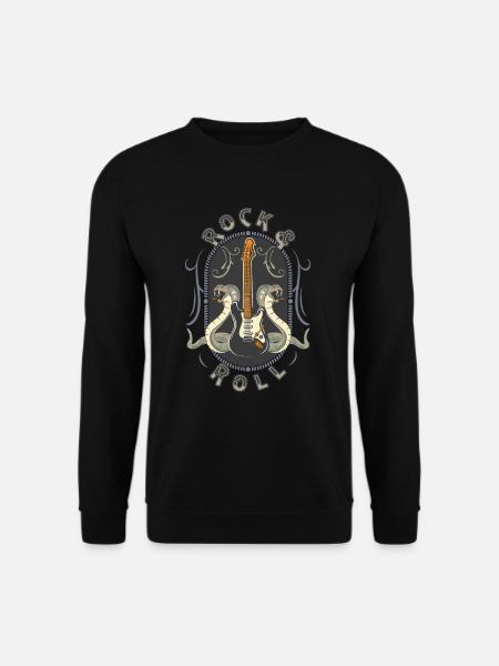 Rock & Roll E-Gitarre Schlangen Rocker Musiker - Unisex Pullover - Schwarz