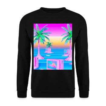 Synthwave Sun Hawaii Vaporwave Esthétique - Sweat-shirt Unisexe - noir - Devant - Alina (178cm) & Michal (187cm)