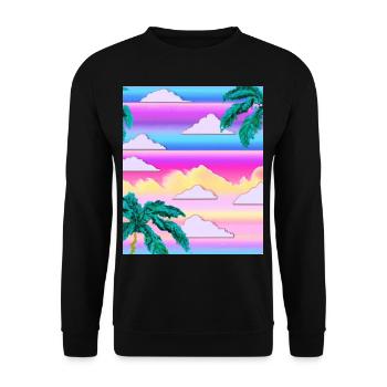 Synthwave Sun Hawaii Vaporwave Esthétique - Sweat-shirt Unisexe - noir - Devant - Alina (178cm) & Michal (187cm)