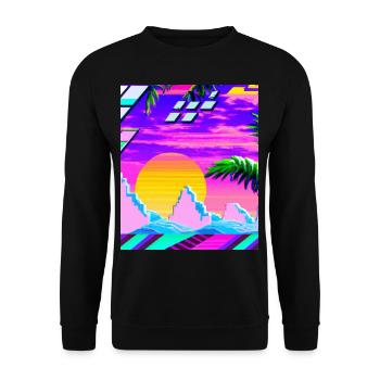 Synthwave Sun Hawaii Vaporwave Esthétique - Sweat-shirt Unisexe - noir - Devant - Alina (178cm) & Michal (187cm)