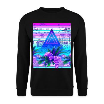 Synthwave Sun Hawaii Vaporwave Aesthetic - Unisex Sweatshirt - black - Front - Alina (178cm) & Michal (187cm)