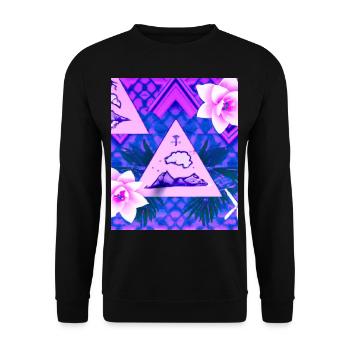 Synthwave Sun Hawaii Vaporwave Aesthetic - Unisex Sweatshirt - black - Front - Alina (178cm) & Michal (187cm)