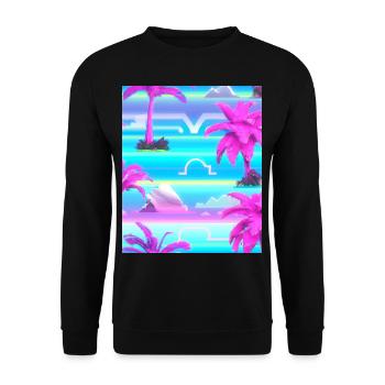 Synthwave Sun Hawaii Vaporwave Aesthetic - Unisex Sweatshirt - black - Front - Alina (178cm) & Michal (187cm)