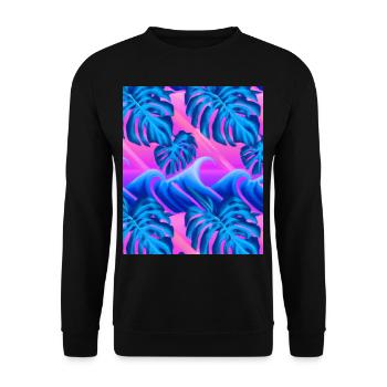 Synthwave Sun Hawaii Vaporwave Aesthetic - Unisex Sweatshirt - black - Front - Alina (178cm) & Michal (187cm)