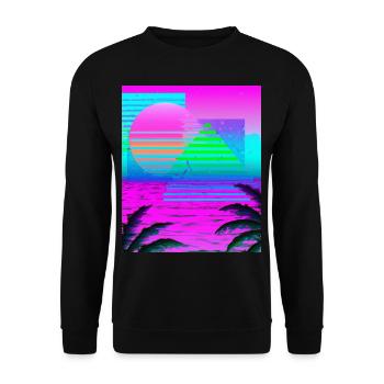 Synthwave Sun Hawaii Vaporwave Esthétique - Sweat-shirt Unisexe - noir - Devant - Alina (178cm) & Michal (187cm)