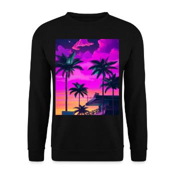 Synthwave Sun Hawaii Vaporwave Esthétique - Sweat-shirt Unisexe - noir - Devant - Alina (178cm) & Michal (187cm)